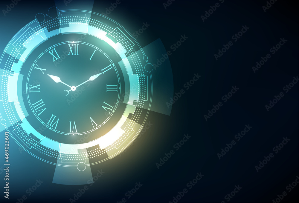 Poster vector abstrac technology analog clock background