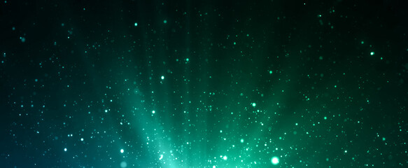 発光する光の粒とレンズフレア　宇宙　キラキラ
夜空　幻想的