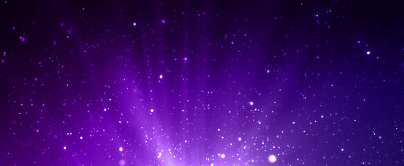 Fototapeta premium 発光する光の粒とレンズフレア 宇宙 キラキラ 夜空 幻想的