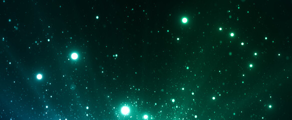 発光する光の粒とレンズフレア　宇宙　キラキラ
夜空　幻想的