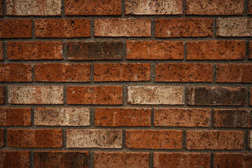 Old red brick wall background. Texture of red stone blocks