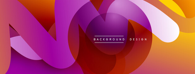 Abstract overlapping lines and circles geometric background with gradient colors