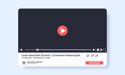 Vector illustration of web video player window layout. Suitable for design element of online video player user interface. Flat video player template mockup. © nendrawahyu