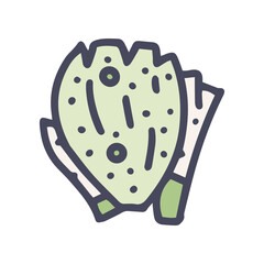 grilled cactus color vector doodle simple icon