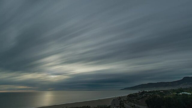 Malibu Zuma beach Time Lapse Sunset Misty Covered, California
