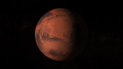 Mars Planet isolated in black, Elements of this illustration furnished by NASA.
