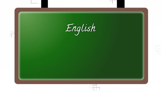 English written on the top of the graphical green board.