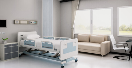 hospital interior in recovery or inpatient room