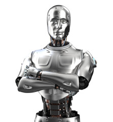 portrait robot or cyborg arm crossed