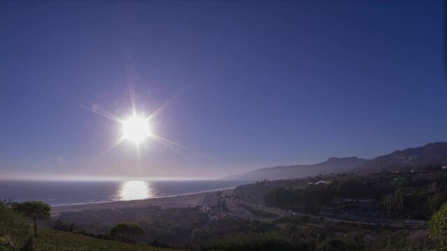 Malibu Zuma beach Time Lapse Sunset Misty Covered, California
