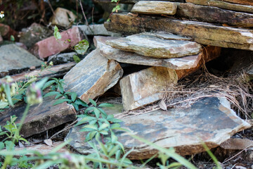 Slate rock in a stack pile