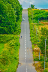 北海道の長い道と自然