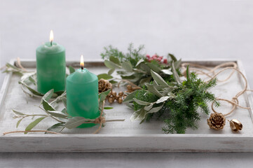 クリスマスのディスプレイとキャンドル