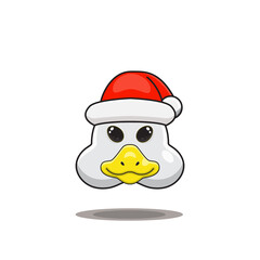 cute goose wearing christmas hat, cute animal head wearing santa hat, cartoon character in kawaii and glossy style
