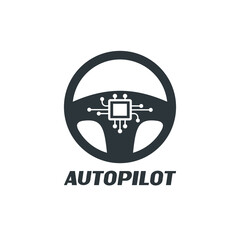 illustration of autopilot steering wheel 