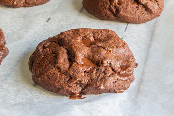 chocolate cookies on a wooden table