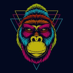 Gorilla head colorful vector illustration