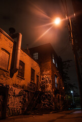 Back alley covered in graffiti