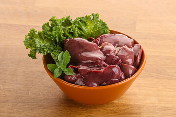 Raw chicken liver in the bowl
