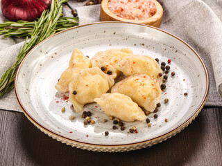 Varenyky dumplings with mashed potato