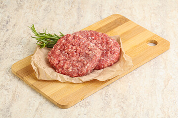 Raw beef burger cutlet for grill