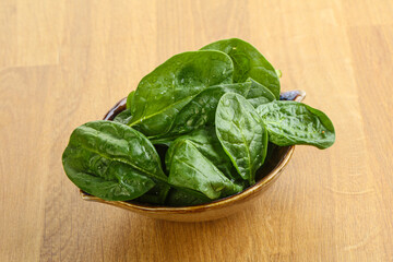 Fresh green spinach leaves in the bowl