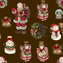 Christmas seamless pattern background. Vector illustration.