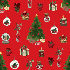 Christmas seamless pattern background. Vector illustration.