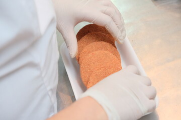 Almaty, Kazakhstan - 03.05.2019 : Food laid out in a container