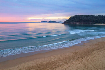One hundred percent cloud covered sunrise over the sea