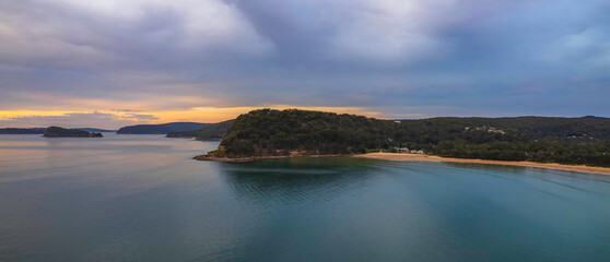 One hundred percent cloud covered sunrise over the sea