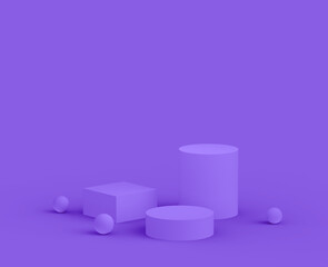 Abstract 3d purple violet platform minimal studio background.