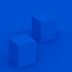 Fototapeta premium Abstract 3d blue cube and box podium minimal scene studio background.