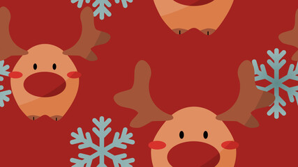 Seamless pattern Reindeer and Caribou with Merry Christmas
