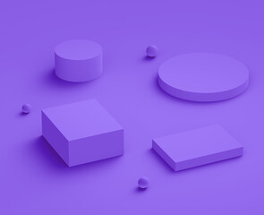 Abstract 3d purple violet platform minimal studio background.