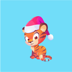cute beautiful bright illustration tiger new year happy new year year of the tiger 2022 happy new year and christmas symbol of the year