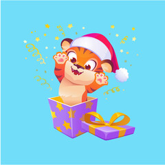 cute beautiful bright illustration tiger new year happy new year year of the tiger 2022 happy new year and christmas symbol of the year