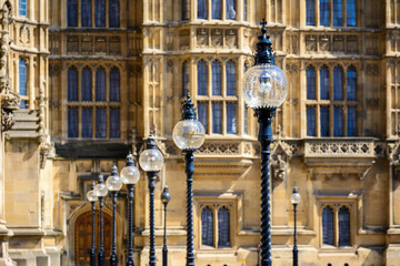 Lights and architecture at Old Palace Yard at London - obrazy, fototapety, plakaty