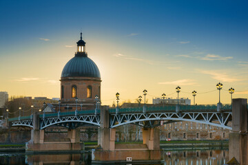 Doma of La Grave hospital at Toulouse during sunset in France