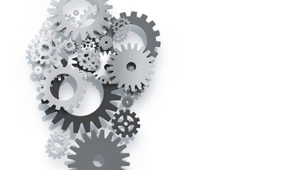 Different Gears on White Background