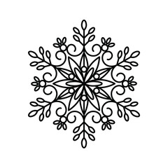 Snowflake vector illustration, mandala snowflake paper cut