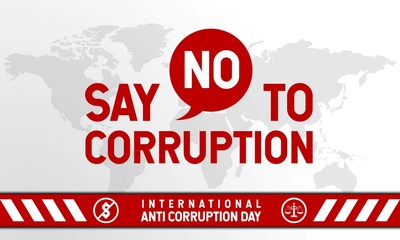 International Anti-Corruption Day Background. December 9. Template for banner, greeting card, or poster. With weight scale of justice and money icon. Premium vector illustration