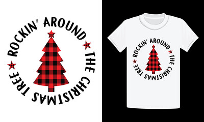 Christmas T-Shirt Design, Christmas Tree, rockin' around the Christmas tree t-shirt design