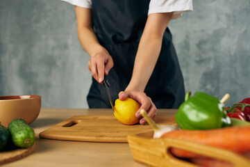 housewife lunch at home vegetarian food cutting board