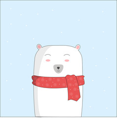 christmas card with snowman and bear