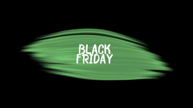 Black Friday with green brush, motion abstract holidays, business and corporate style background