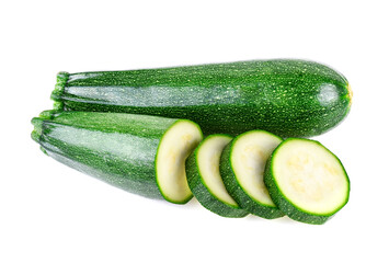 zucchini with slice isolated on white background