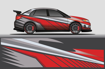Obraz premium Car livery wrap decal, rally race style vector illustration abstract background