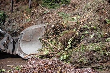 handling green waste for recycling in a recycling center
