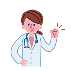 やる気のある医者(女性)のイラスト